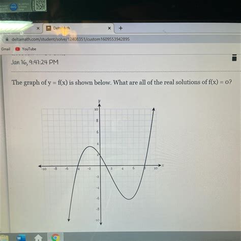 Graph The graph of y=f(x) is shown below. What are all of the real .